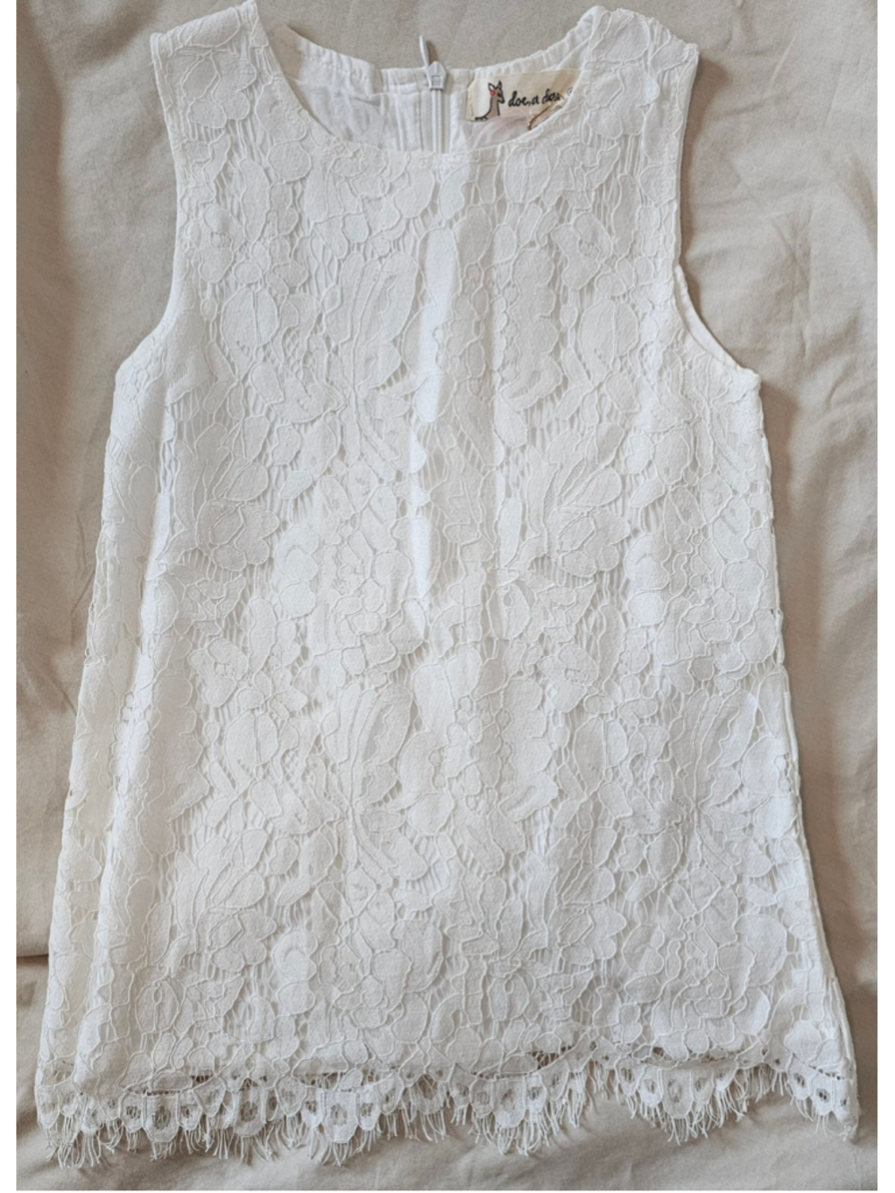 Toddler Girls Doe A Dear White Lace Sleeveless Dress size 4T